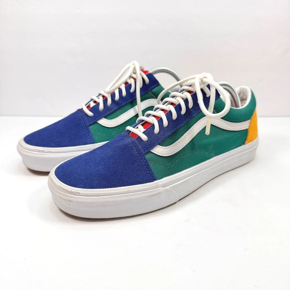 EUC Vans Mens 9.5 Old Skool Yacht Multi-Color Colorblock Canvas Suede Sneakers